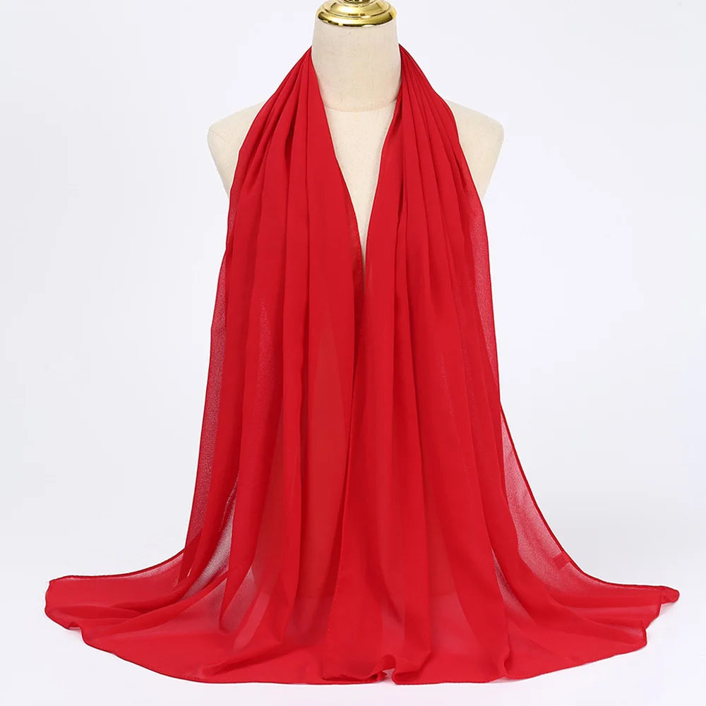Muslimischer Chiffon Hijab Schal – Damen Langer Einfarbiger Kopf Schal | Eleganter Jersey Schleier & Modisches Umschlagtuch