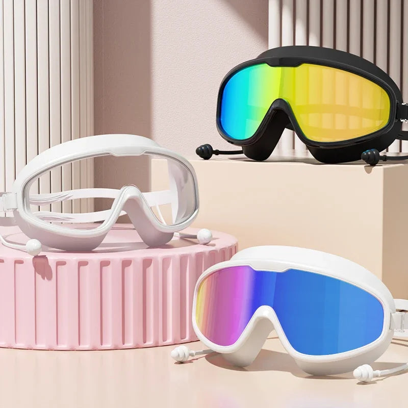 Outdoor Schwimmbrille | Anti-Beschlag Weitwinkel Tauchbrille mit Ohrstöpseln | Wasserdichte Schwimmbrille für Erwachsene & Jugendliche Kaufschwan®