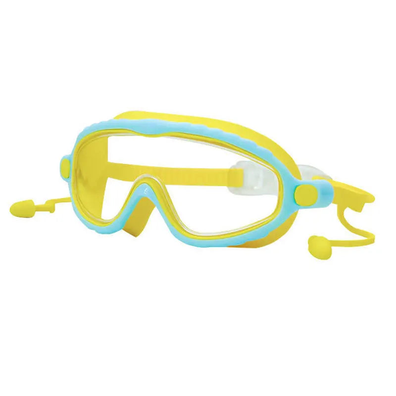 Kinder Schwimmbrille für Jungen & Mädchen (3–15 Jahre) | Großes Sichtfeld in HD | Anti-Beschlag | Auslaufsicher | Weiches Silikon für bequemen Sitz Kaufschwan® Transparent-Gelb