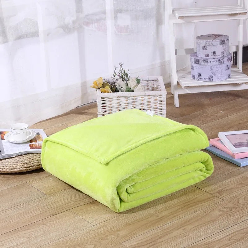 Korallfleece Flanell Decke – Weiche, warme und leichte Bettdecke, Sofabezug, Einfarbig Blau & Rosa Kariert Kunstpelz