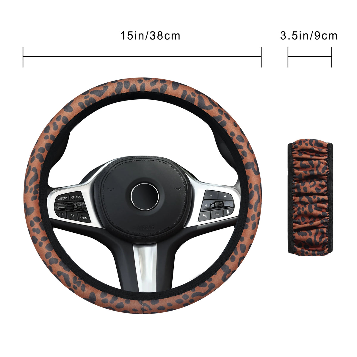 Lenkradbezug mit Leopardenmuster – Atmungsaktive Rutschhemmende Ringlose Lenkradabdeckung fürs Auto Kaufschwan®