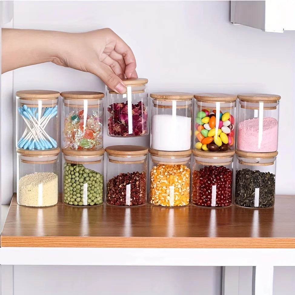 12-teiliges Glas Vorratsdosen Set – Gewürzgläser mit Luftdichtem Decke – Kaufschwan®