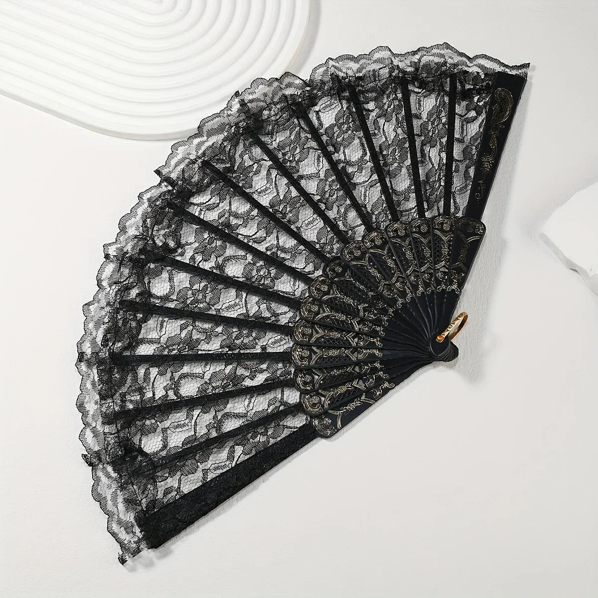 Klassischer Spitzenhandfächer | Faltbarer Handfächer mit Blumenmuster für Frauen | Hochzeiten, Nachtclubs & Cosplay Kaufschwan®