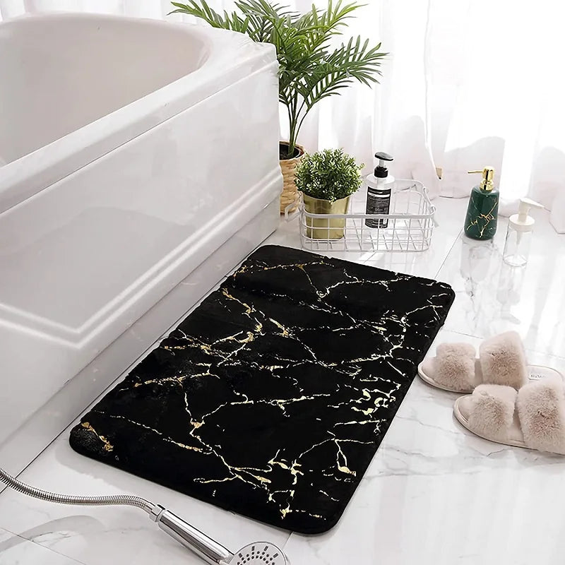 Inyahome Badematte Weiß & Gold – Weich, Rutschfest, Saugfähig Kaufschwan® Schwarz 40x60cm