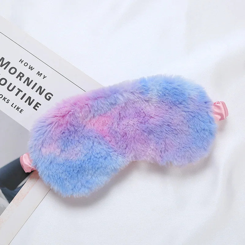 Plüsch Schlafmaske | Weiche & Niedliche Love-Cloud Augenbinde | Bequeme Augenabdeckung für Nickerchen, Reisen & Entspannung Kaufschwan® Buntes Blau 20x10cm