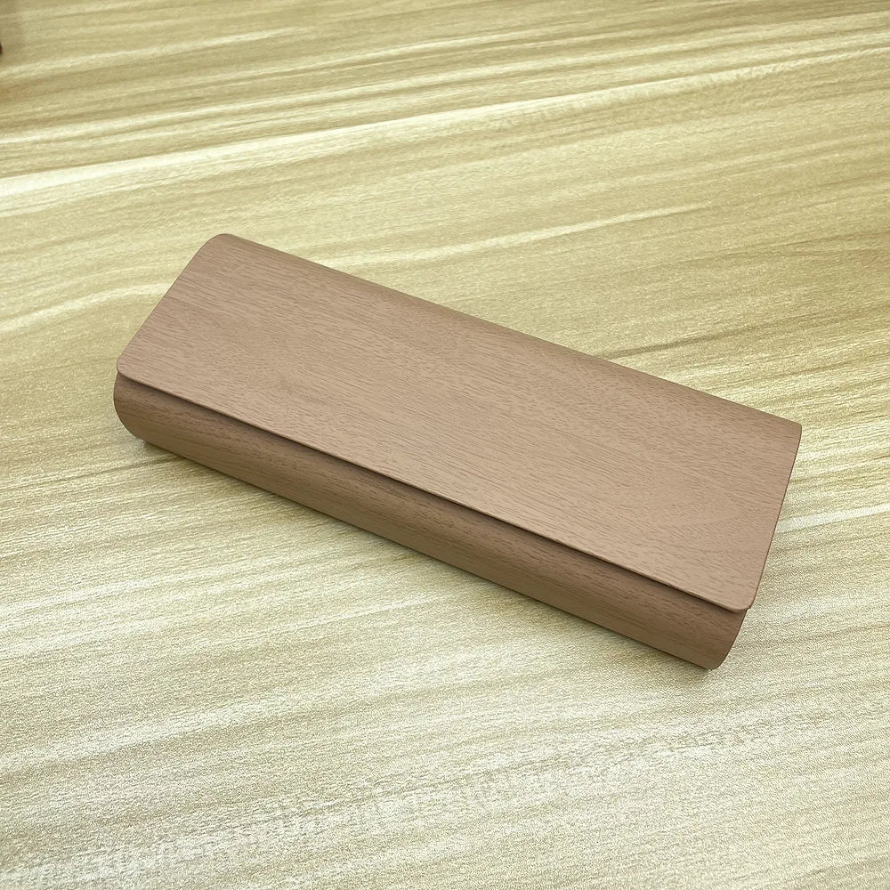 Brillenetui Holzoptik – Magnetischer Tragbarer Brillenbox mit Logo Option Kaufschwan® Hellbraun