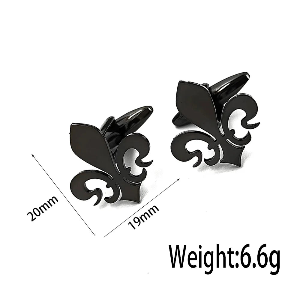 Edelstahl Manschettenknöpfe – Fleur-de-lis Design | Eleganter Schmuck & Reversnadel Geschenk für Freunde Kaufschwan®