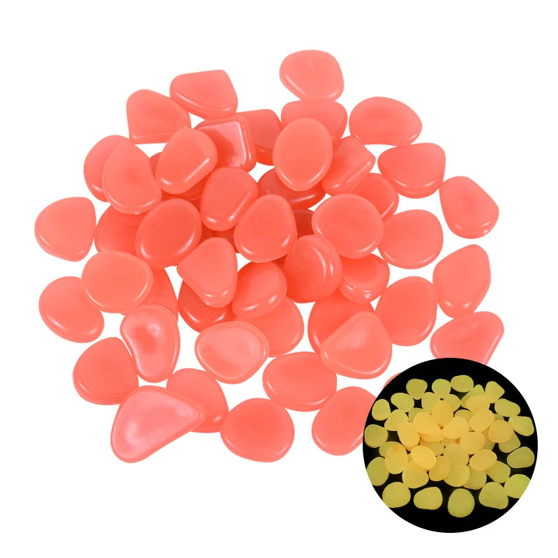 25/50 Stück Leuchtende Gartensteine – Glow-in-the-Dark Kiesel für Wege, Gartenpfade, Terrasse & Rasen Dekoration Kaufschwan® Orange-Rosa 25 Stück
