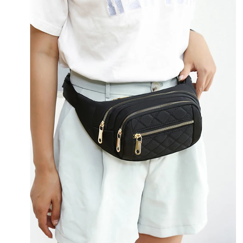 Damen Wasserdichte Nylon Gürteltasche – Designer Crossbody Brusttasche | Modische Fanny Pack, Banana Hip Bag & Reise Hüfttasche Kaufschwan®