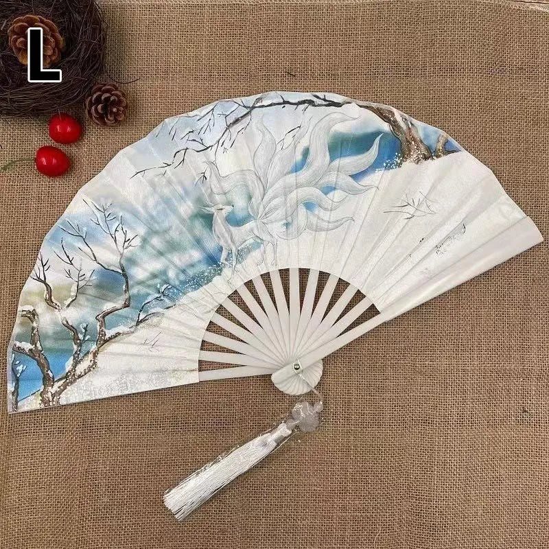 Retro Drachen Faltfächer | Beidseitiger Seidenstoff Handfächer | 8-Zoll Tragbarer Chinesischer Hanfu Fächer für Damen & Herren Kaufschwan® Design 9