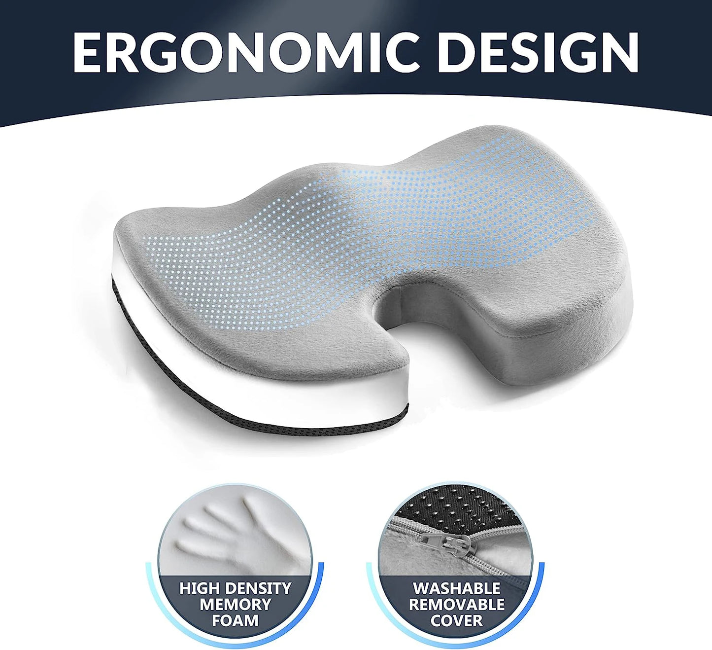 Gel- & Memory Foam Steißbeinkissen | Rutschfeste Sitzauflage für Büro, Auto & Zuhause | Druckentlastung bei langem Sitzen Kaufschwan®