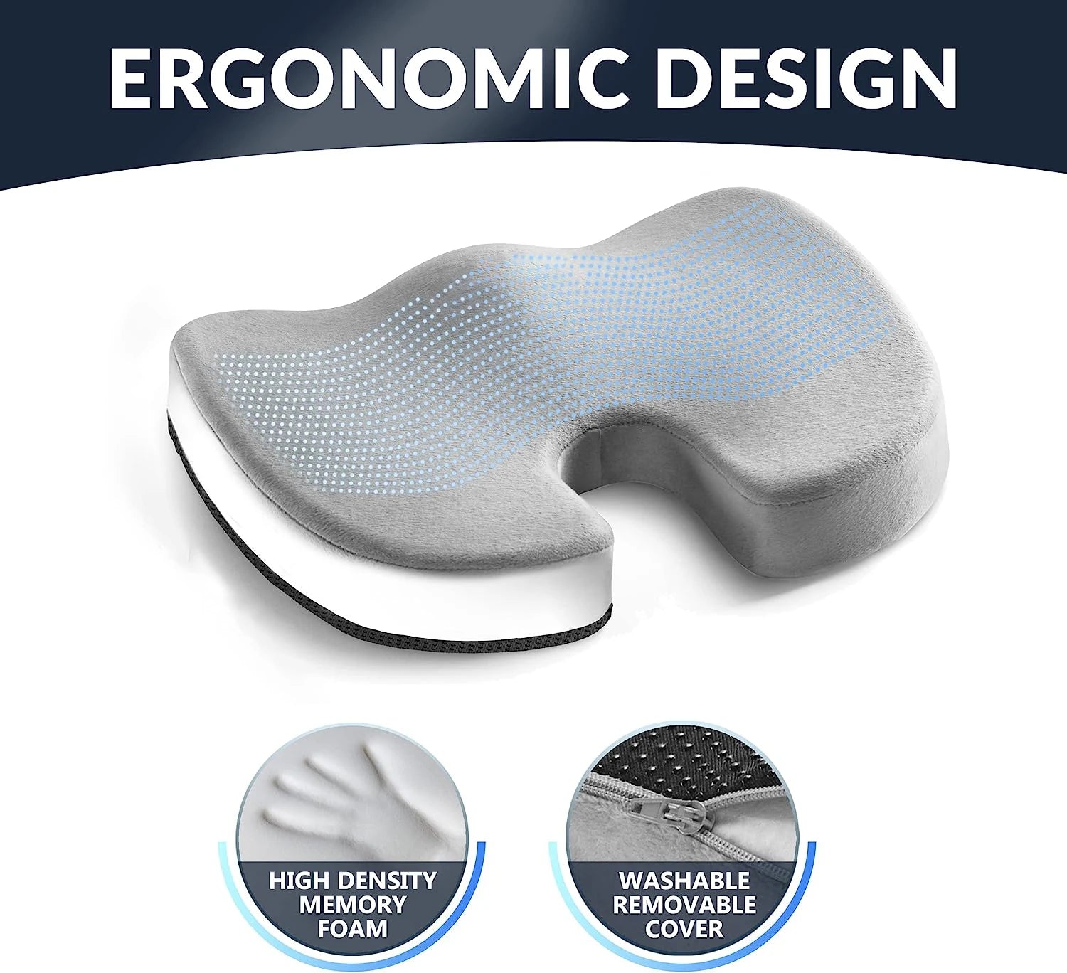 Gel- & Memory Foam Steißbeinkissen | Rutschfeste Sitzauflage für Büro, Auto & Zuhause | Druckentlastung bei langem Sitzen Kaufschwan®