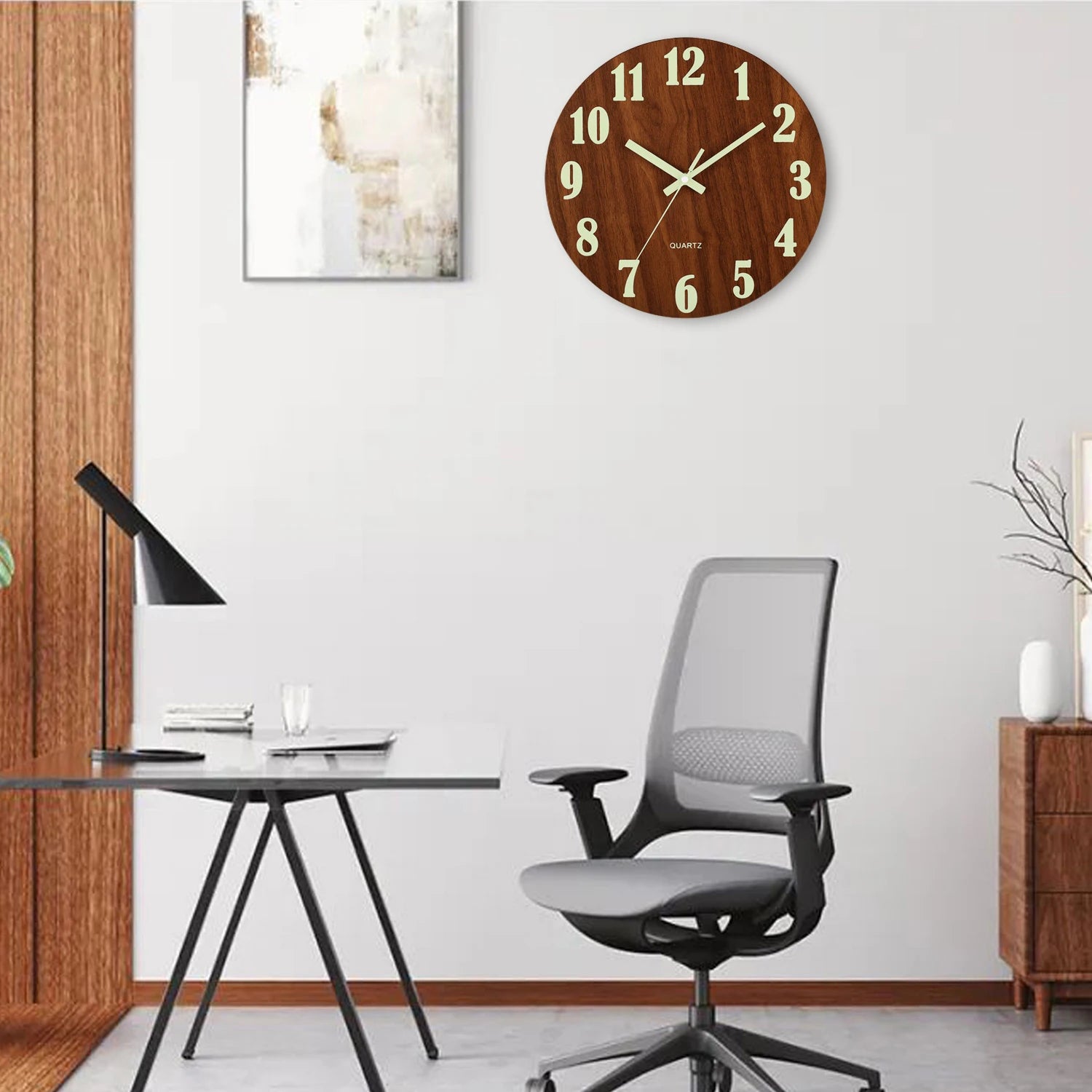 12 Zoll Leuchtende Holz Wanduhr – Leise Nordische Nachtlicht Uhr Kaufschwan®