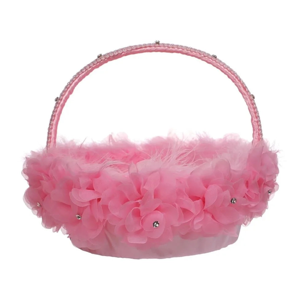 Western Stil Blumenkorb – Handgehaltener Hochzeitskorb für Braut Kaufschwan® Rosa