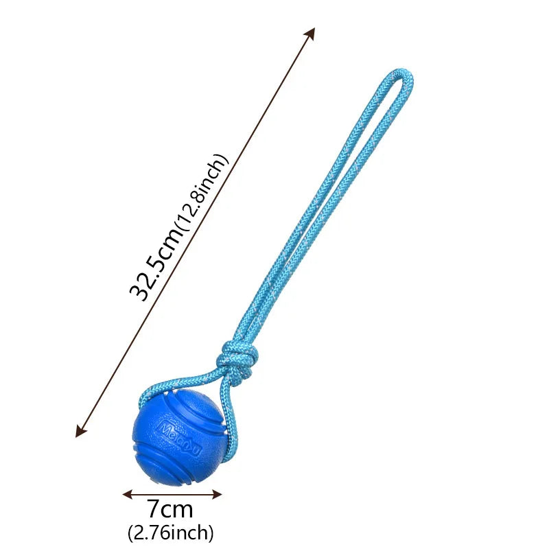 Hund Trainingsball mit Seil – Baumwoll Seilspielzeug zum Ziehen und Werfen Kaufschwan® Blau L