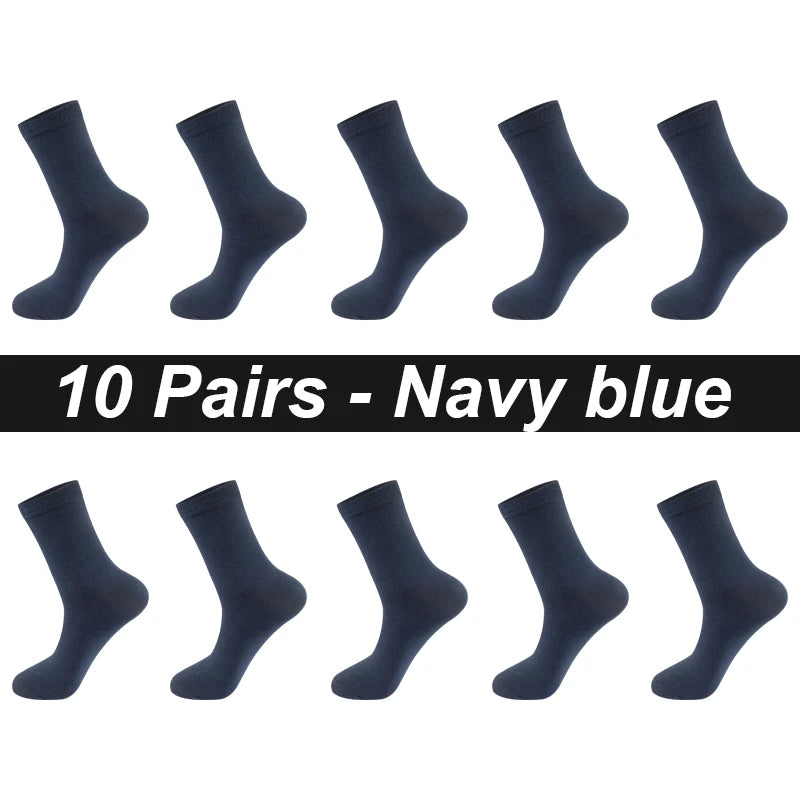 10 Paare Herren Kammbaumwollsocken | Schwarze Freizeit- & Businesssocken Atmungsaktiv Hochwertig Kaufschwan® 10 Paare Marineblau EU 44-48
