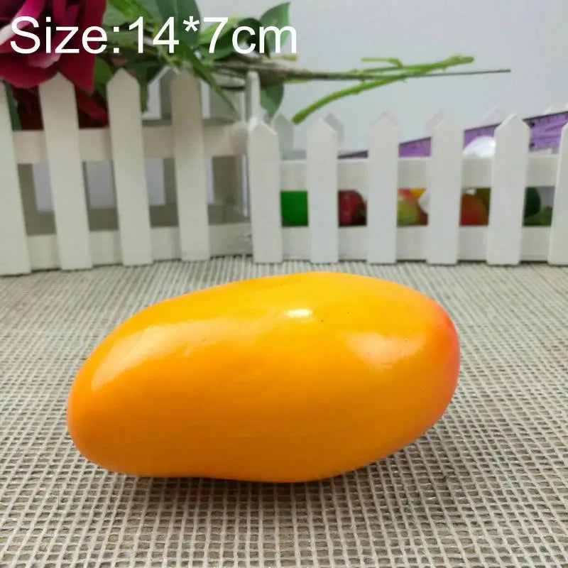 Kunststoff Simulationsfrüchte Set – Künstliche Früchte mit Wassermelone, Apfel, Orange, Birne, Zitrone, Mango, Pfirsich, Traube & Banane Kaufschwan® Mango