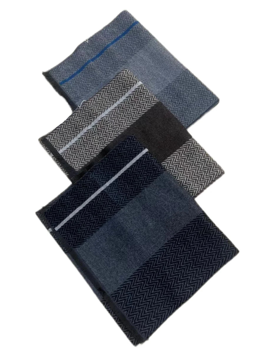 Winterschal für Herren | Karo Streifen & Paisley Jacquard | Beidseitiger Kaschmir-Imitat Halswärmer – Warm & Winddicht