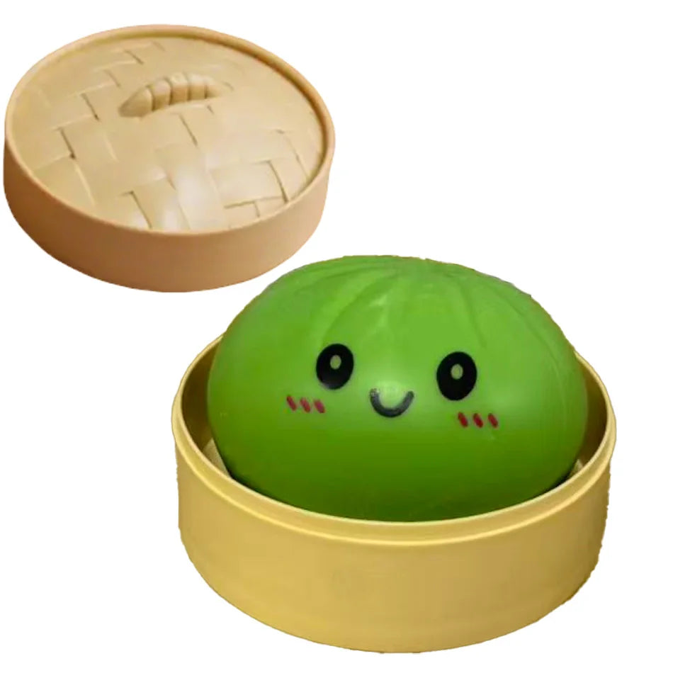 Niedliches Buntes Dumpling-Squishy – Weiches Slow-Rising Brötchen-Knautsch-, Fidget- & Sensorikspielzeug zum Stressabbau für Kinder und Erwachsene Kaufschwan® Grün