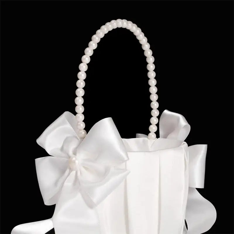 Blumenmädchen Korb mit Perlengriff – Faltbarer Hochzeitskorb für Blüten Kaufschwan®