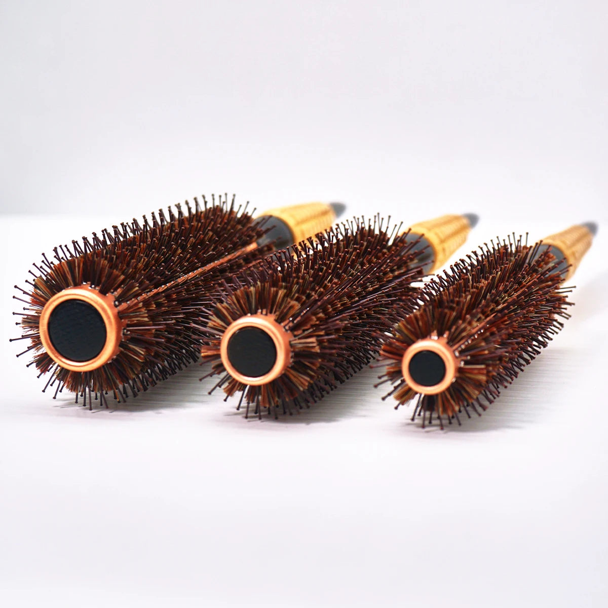 Rundbürste mit Holzgriff – Professionelle Antistatische Haarbürste | Locken- & Toupierbürste für Friseure