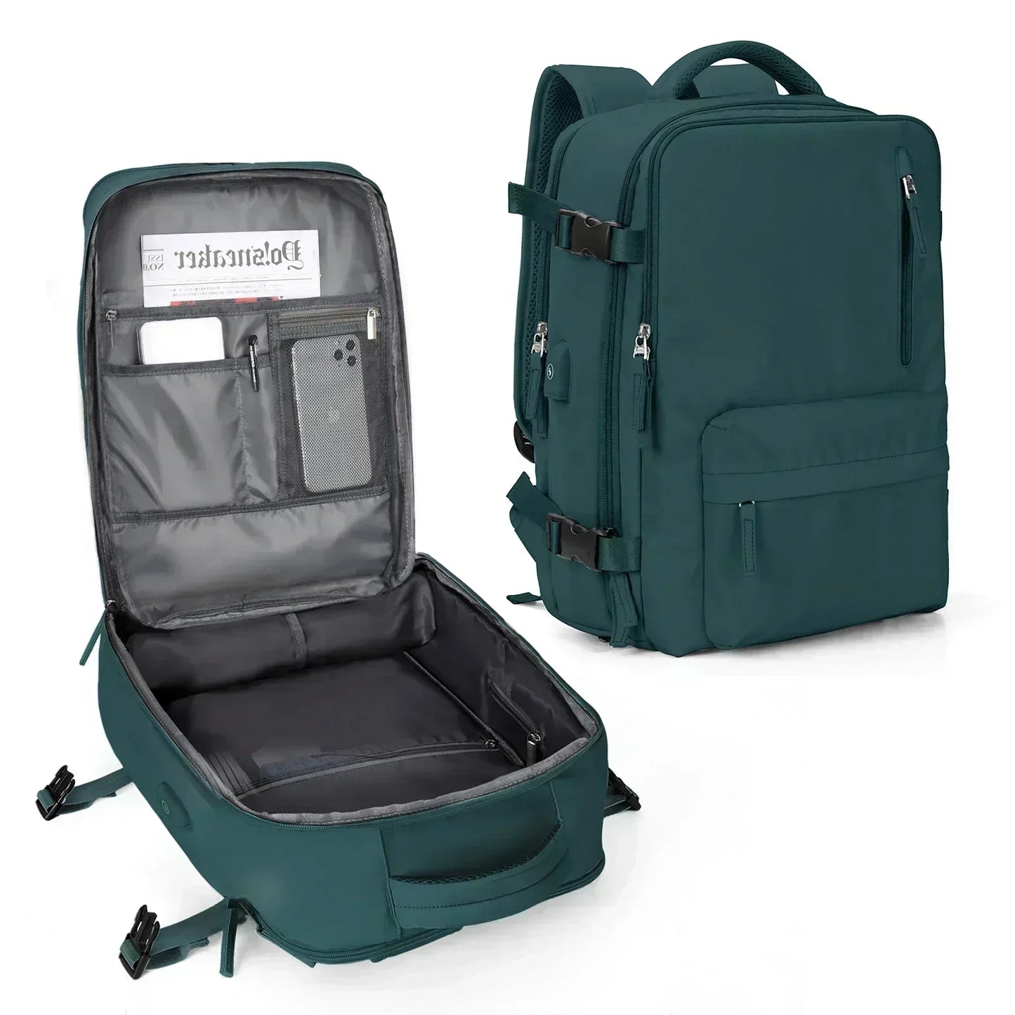 Handgepäck Rucksack | Laptop-Rucksack für Flugreisen | Schul- & Arbeitstasche Kaufschwan® Pfauenblau