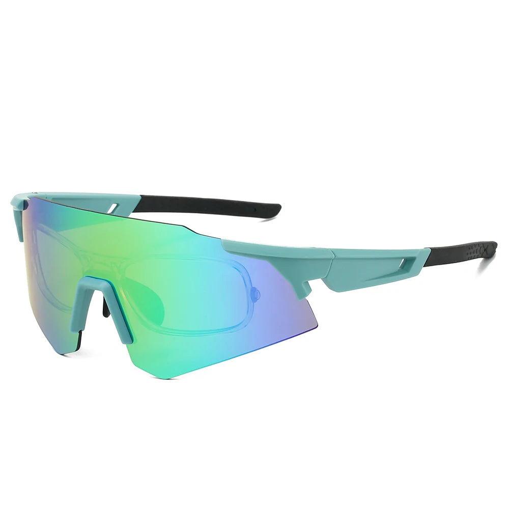 Übergroße Sportbrille/Skibrille – Modische Outdoor Sonnenbrille für Damen & Herren | Trendige Spiegelbrille mit UV400 Schutz für Radfahren & Freizeit Kaufschwan® Grün