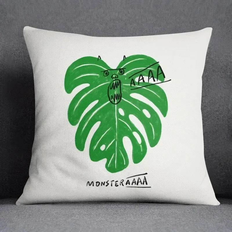 Dekokissenbezug mit Grünem Blattmuster | Sofakissen & Bettkissenhülle | Natur-inspirierte Wohn- & Schlafzimmerdeko Kaufschwan® Design 4 40x40cm