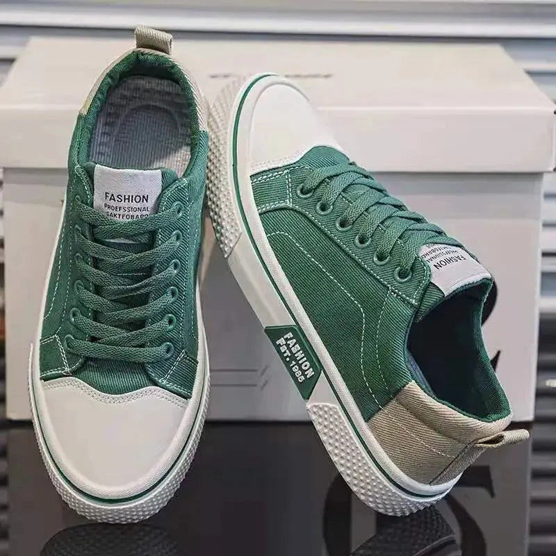 Herren Canvas Schuhe in Großen Größen – Atmungsaktive Slip-On Sneaker | Bequeme Sommer Freizeitschuhe mit Rutschfester Gummisohle Kaufschwan® Grün 37