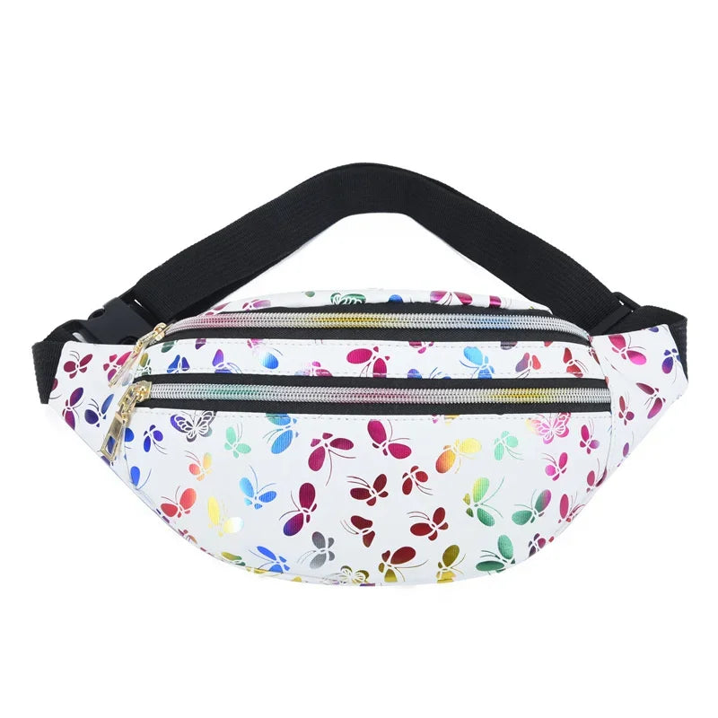 Bunte Damen Gürteltasche – Modische Laserprint Belt Bag | Crossbody Hüfttasche für Reisen, Shopping & Alltag Kaufschwan® Weiß
