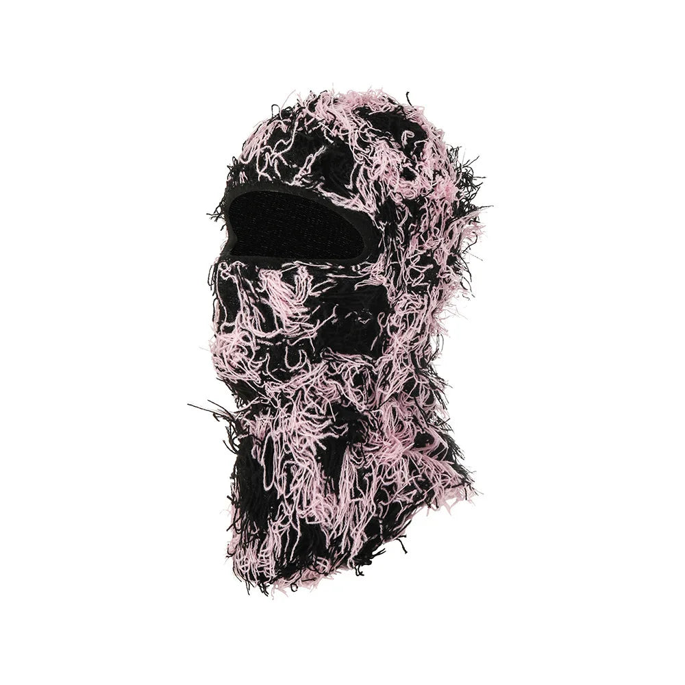 Motorrad Hip-Hop Balaclava – Gestrickte Vollgesichts-Skimütze im Used-Look | Damen Outdoor Camouflage Fuzzy Beanie Wintermütze