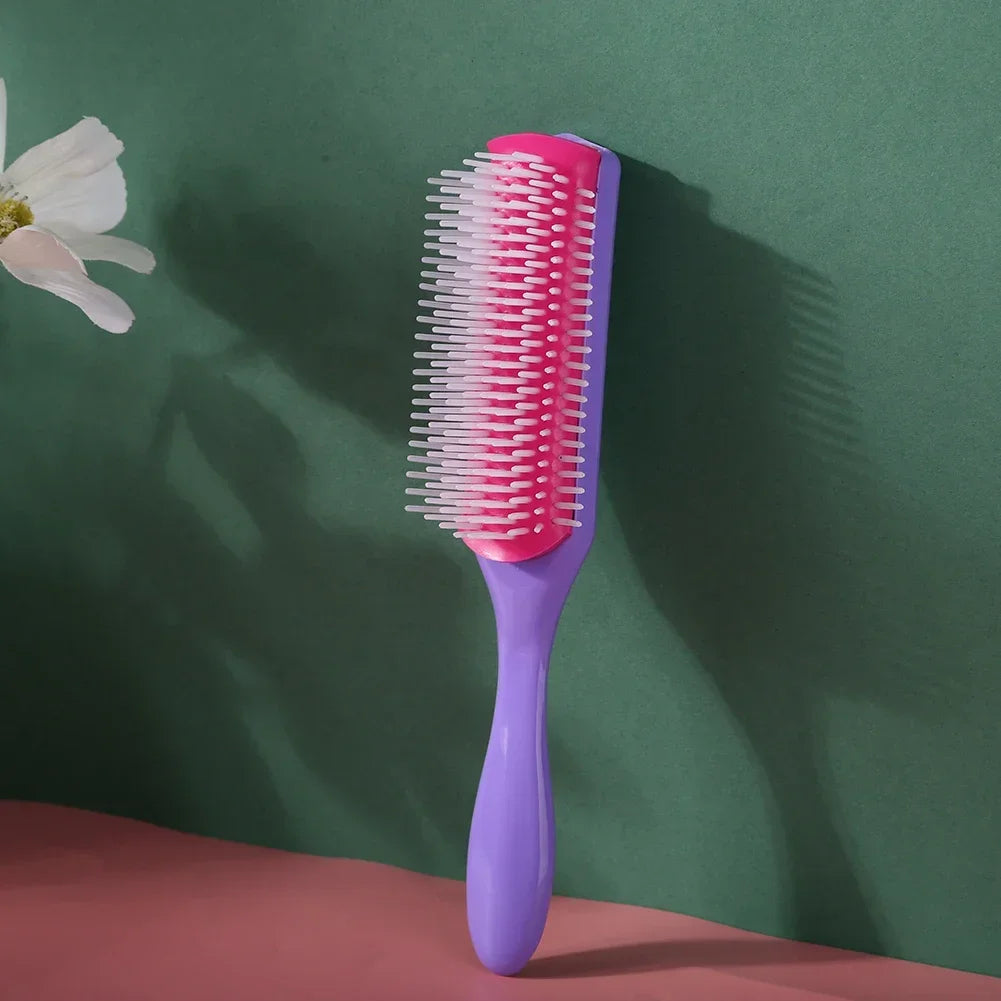 9-Reihen Styling Haarbürste – Entwirrungskamm für Glattes & Lockiges Haar | Kopfhaut-Massagebürste für Echthaar-Perücken