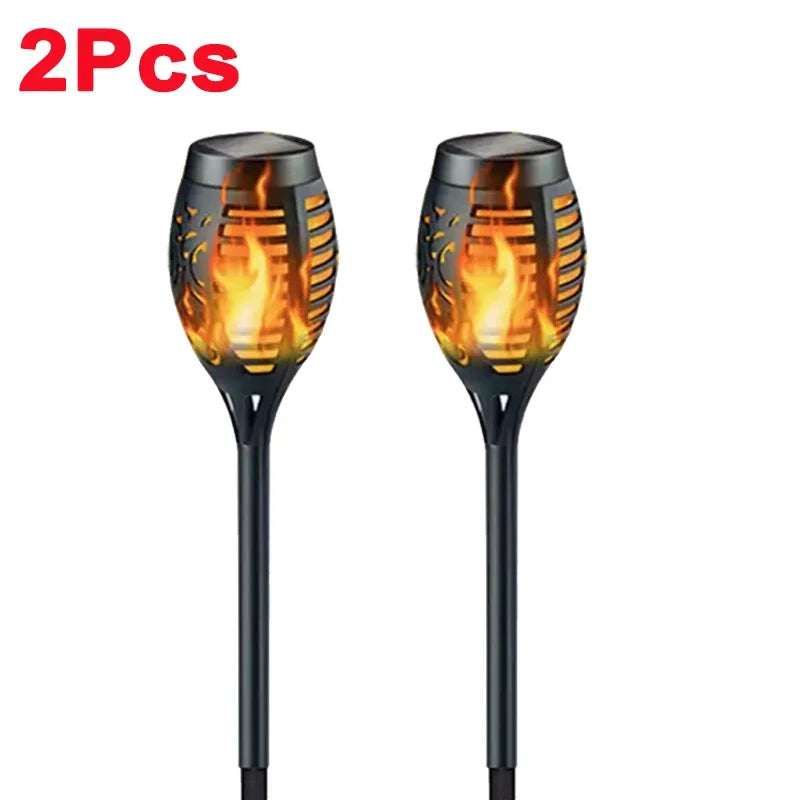 1/2/4/6/8/10 Stück Solar Flammen Fackellichter – Flackernde wasserdichte Gartenbeleuchtung für Rasen, Wege, Hof & Terrasse Kaufschwan® 2 Stück