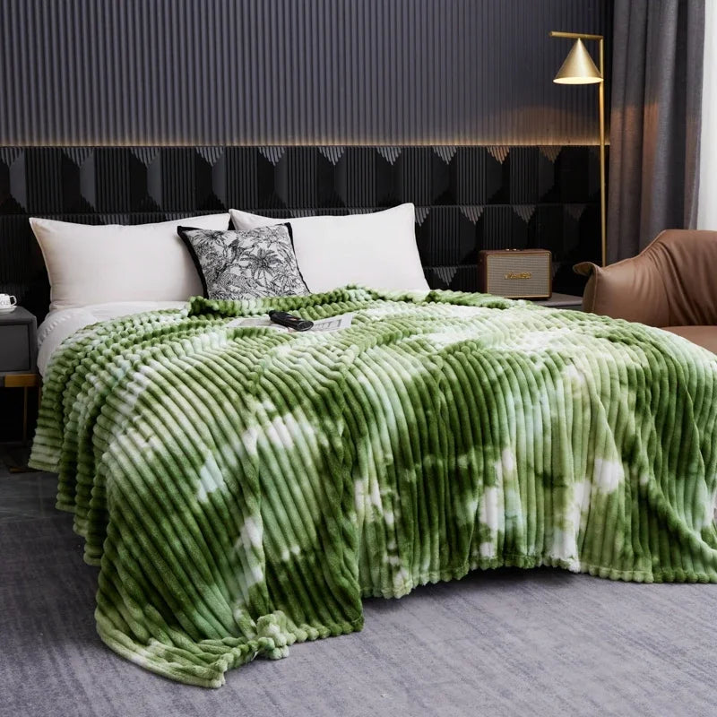 Hochwertige Flanell Fleece Decke – Dicke, warme Überwurfdecke für Einzel-, Queen- & King-Betten, Kariert Sofa-Decke Kaufschwan® Frisches Grün 100X150cm About0.4kg