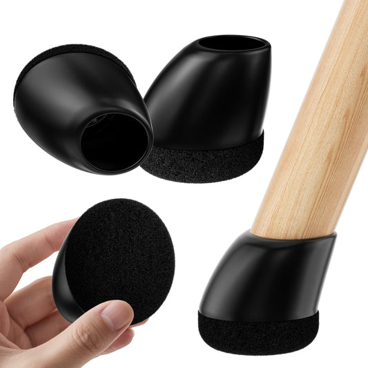 16 Stück Silikon Stuhlbein Schützer – Runde Filz Möbelkappen für 15°–25° Geneigte Stuhlbeine | Schutz für Holzböden Kaufschwan® Schwarz - 14-19mm