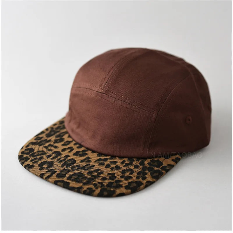 Neue Retro Leopard Print Farbige Baseballkappe | Herren & Damen Modischer Freizeit-Sonnenhut | Cool & Trendy Spice Girl Stil Kaufschwan® braun 56-58cm