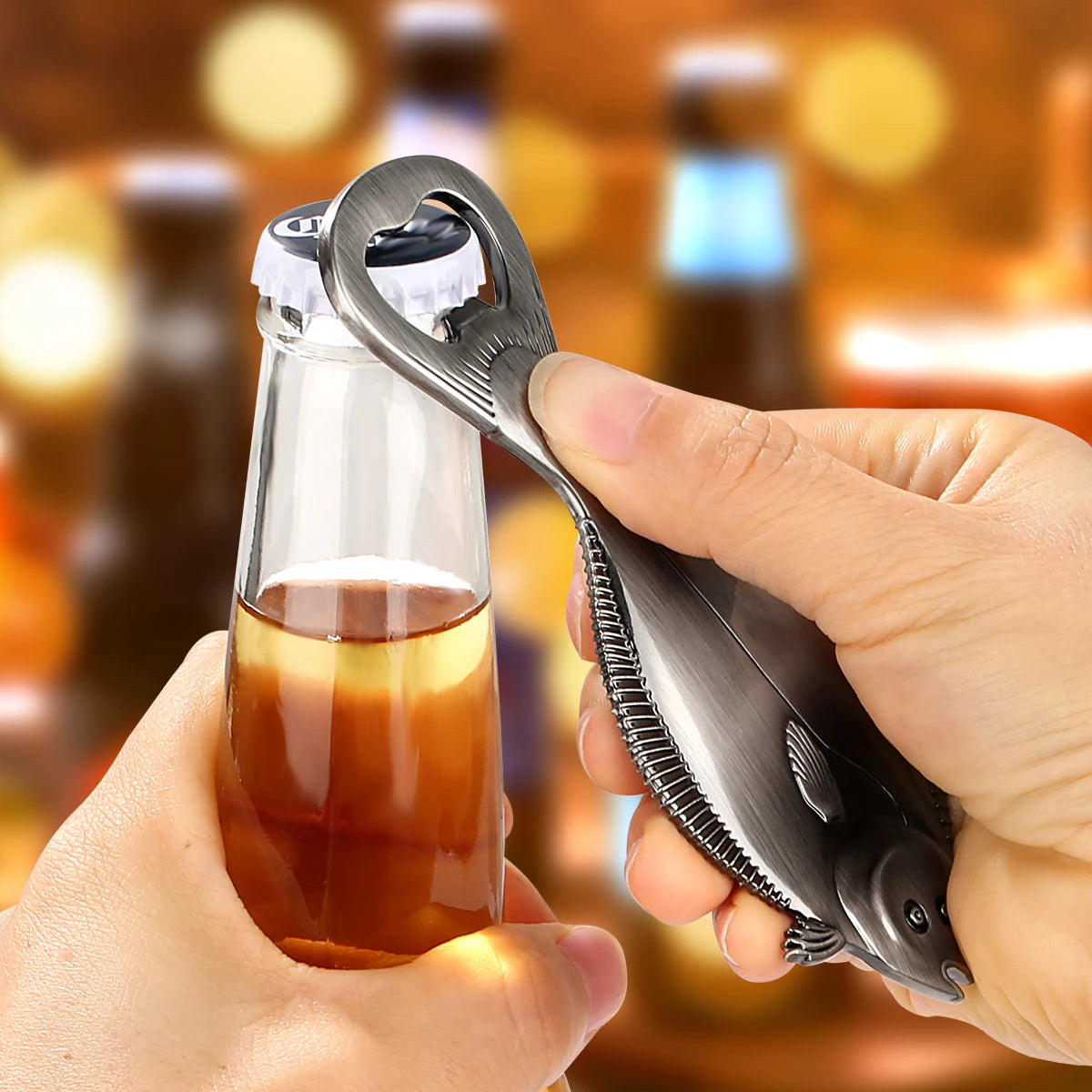 Flunder Fisch Flaschenöffner – Steampunk Metall Design Geschenk für Angler Kaufschwan®