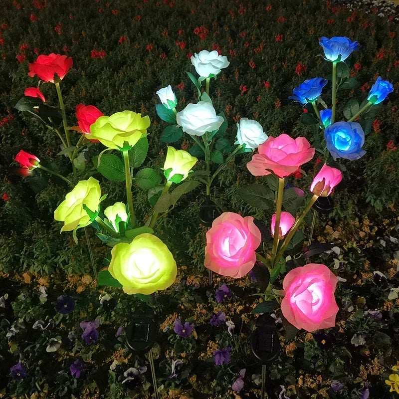 5-Köpfe Solarlichter – Außen Dekorative Rosenblumen Rasenlampe für Hof, Terrasse, Garten & Weihnachtsdekoration Kaufschwan®