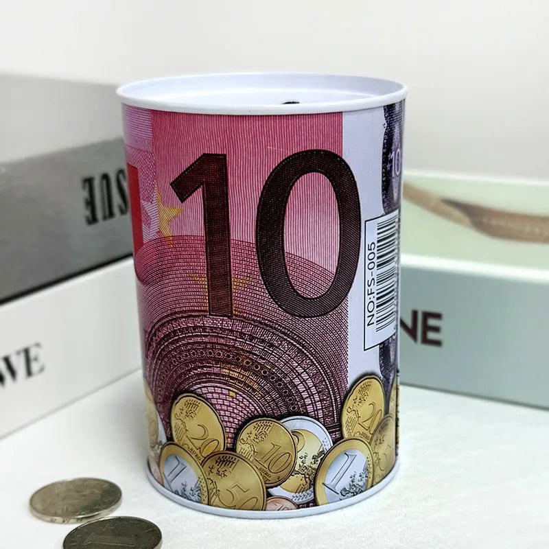 Zylindrische Euro Design Blech Sparbox – Wiederverwendbare Münz Aufbewahrung für Zuhause Kaufschwan®