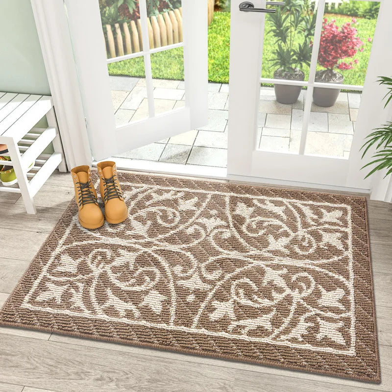 Retro Outdoor Fußmatte – Veranda- & Gartenmatte mit Staubfang-Design, Rutschfest & Langlebiges Polypropylen Kaufschwan® Beige Braun 60x90cm