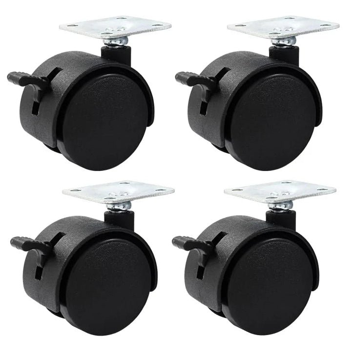 4-teiliges 1,5-Zoll-Möbelrollen-Set mit Bremsen – Geräuscharme 360° Schwenkrollen mit Feststellfunktion und Montageplatte Kaufschwan® 4x mit Bremse 1.5 Zoll