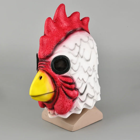 Cosplay Latex Miami Hahn Maske – Lustige Hühnerkopf Tiermaske für Halloween, Maskerade & Erwachsene Kostümpartys Kaufschwan®