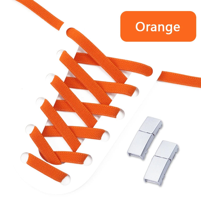 Magnetische Lock-Schnürsenkel – 8mm Breite Flache Elastische No-Tie Laces | Einfaches Schuhzubehör für Sneaker & Tennisschuhe Kaufschwan® Orange 100cm