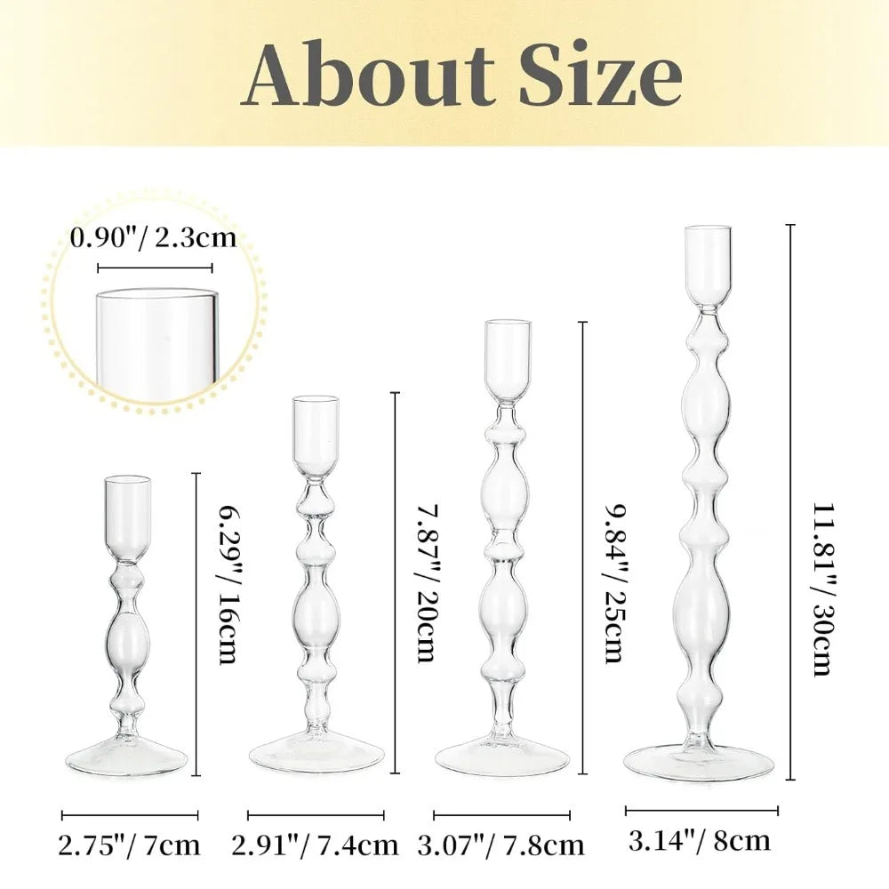 Transparente (3 Stück) Kerzenhalter – Elegante Gewellte Kerzenständer für Stabkerzen zur Wohn- & Party Dekoration
