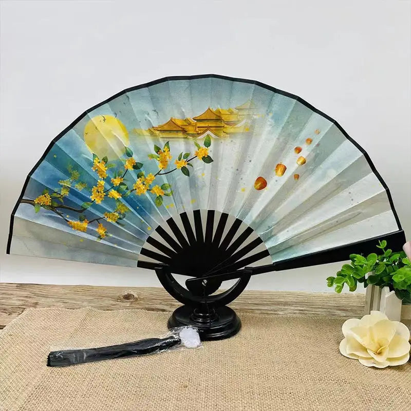 Retro Drachen Faltfächer | Beidseitiger Seidenstoff Handfächer | 8-Zoll Tragbarer Chinesischer Hanfu Fächer für Damen & Herren Kaufschwan®