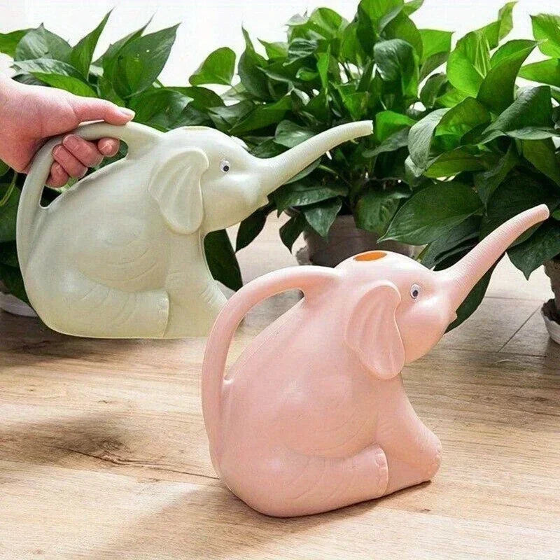 Cartoon Elephant Design Gardening Watering Can Ergonomic Handle Lightweight Plastic Pot for Flower Potted Plant Irrigation Care Kaufschwan®