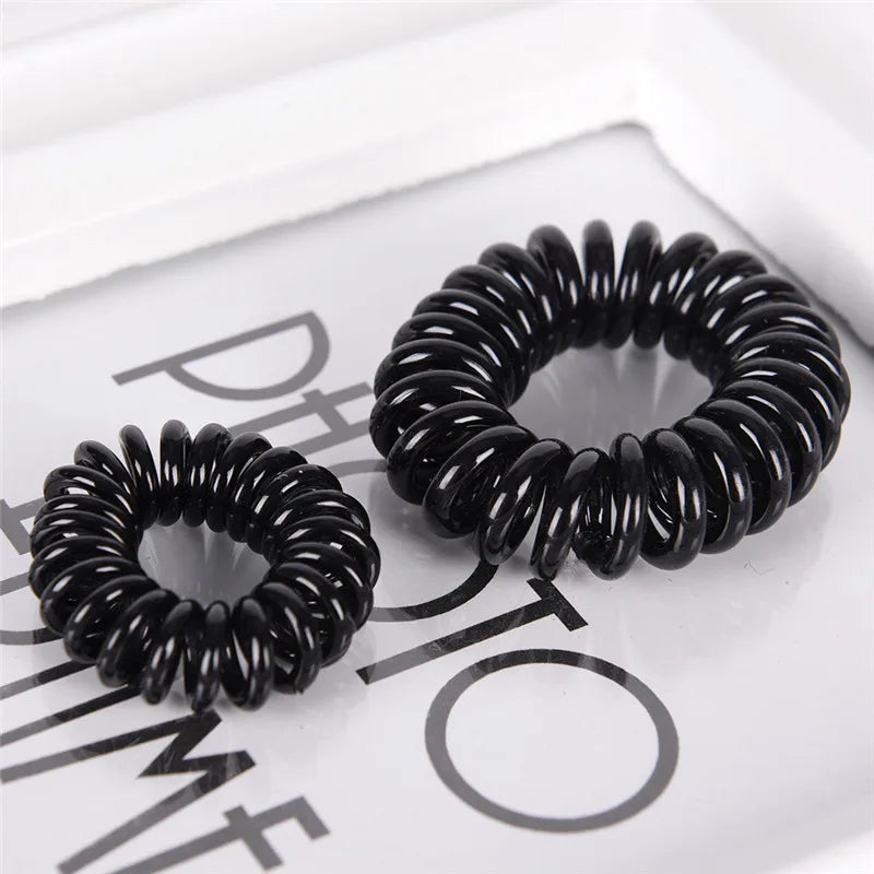 10 Stück Elastische Telefonkabel-Haargummis | Spiral-Kabel Scrunchies | Weiche Elastische Gummibänder für Pferdeschwänze & Haar-Accessoires Kaufschwan®