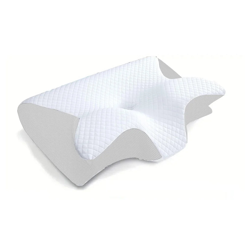 Memory Foam Nackenstützkissen – 2-in-1 Ergonomisches Orthopädisches Kissen mit Kontur für Nackenschmerzen Kaufschwan® Hellgrau