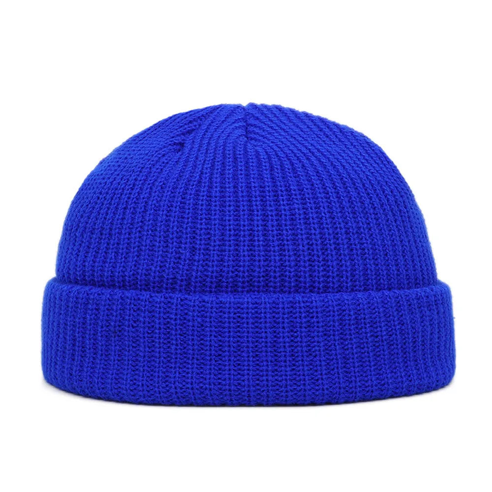 Winter Strickmütze – Kurze Hip Hop Cap | Unisex Elastische Wollmütze für Damen & Herren Kaufschwan® Blau Einheitsgröße