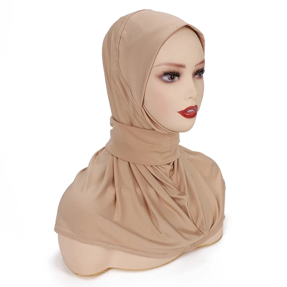 Schnellverschluss Hijab – Premium Jersey Schal mit Bändern & Knöpfen | Vollbedeckende Unterhaube Turban für Muslimische Frauen Kaufschwan®